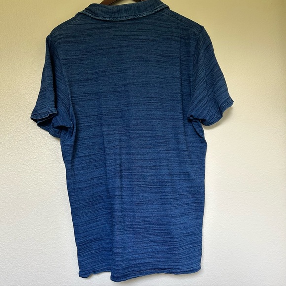 Faherty Distressed Wash Blue Polo Shirt Men's S Denim Color Striped Golf Top - Picture 5 of 5